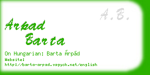 arpad barta business card